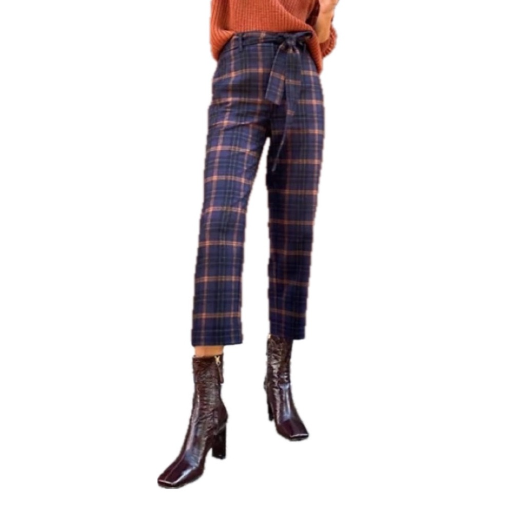 Aritzia Wilfred Wool Tie Front Pants plaid size 2